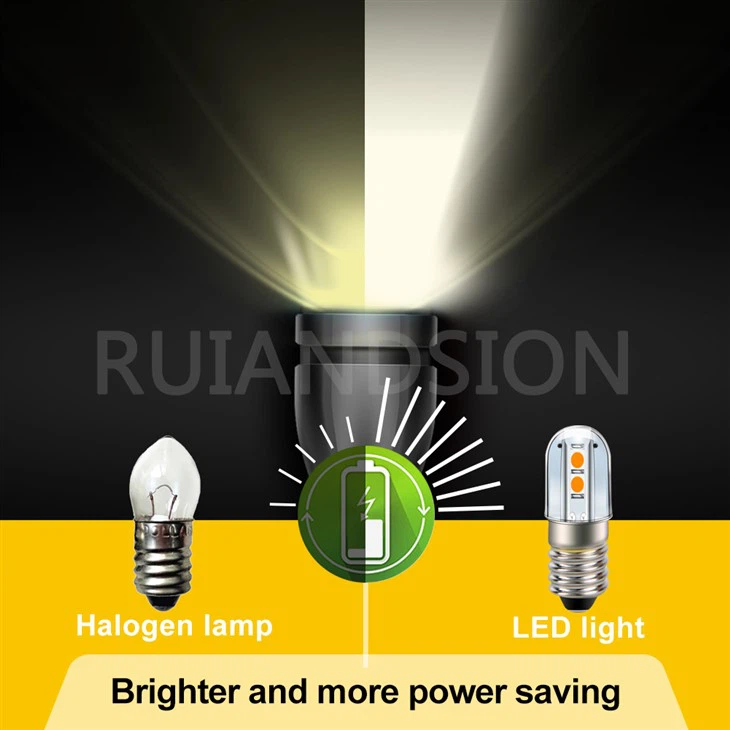 Ruiandsion E10 Mini Maglite Bulb Led Flashlight Bulbs 6V 3030 4SMD Chips Yellow Torch Bike Work Light Non Polarity