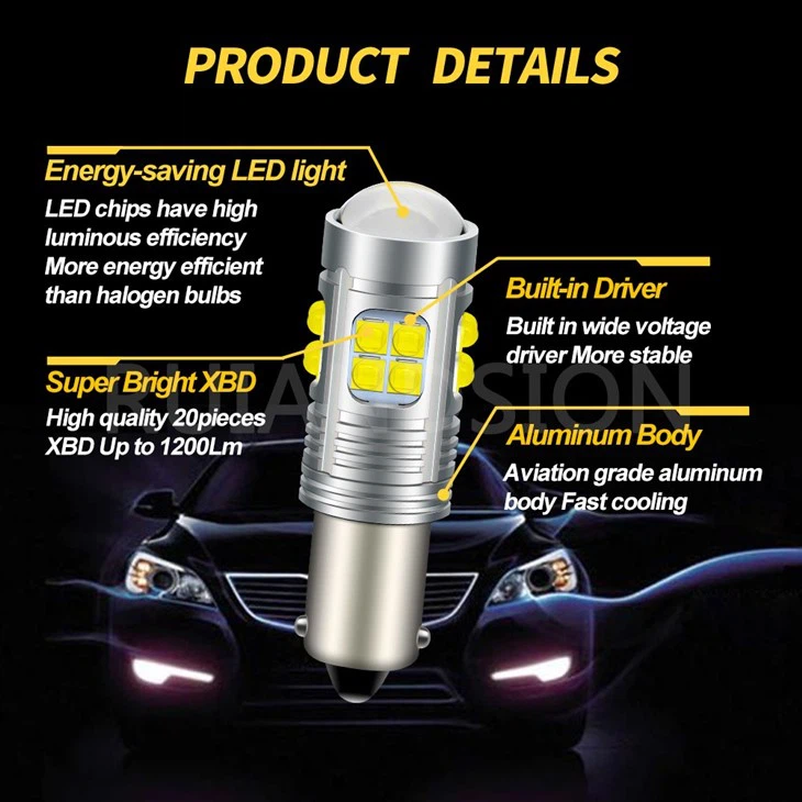 Ruiandsion BA9S Interior Dome Light 1200 Lumen Led For Inside Car Car 12V 24V 30V White
