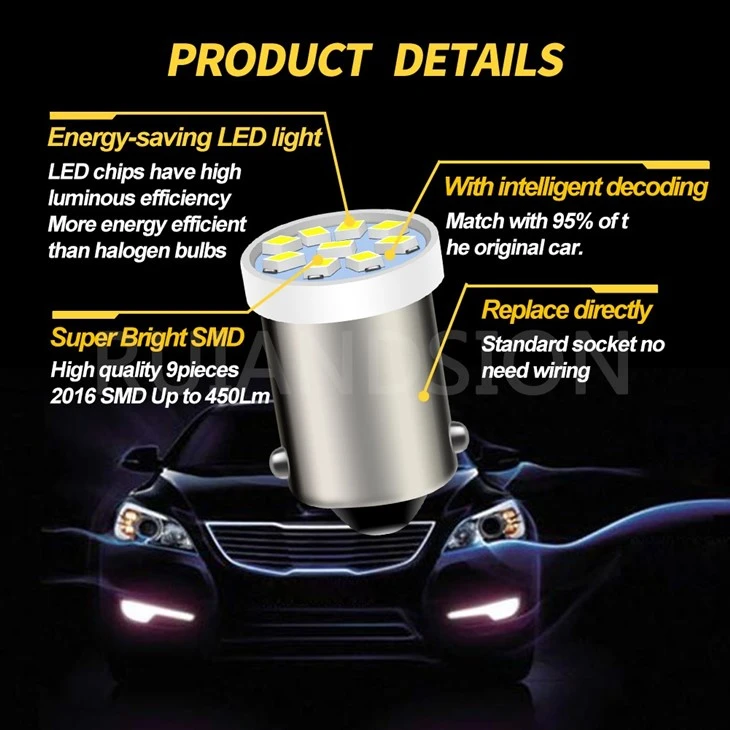 Ruiandsion BA9S Vehicle Strobe Lights Best Ambient Lighting Car 6V White Warm White Ruiandsion BA9S Vehicle Strobe Lights Best Ambient Lighting Car 6V White Warm White
